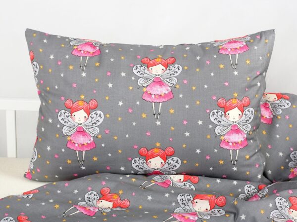 Dětské bavlněné povlečení do postýlky víly na šedé značky Škodák
