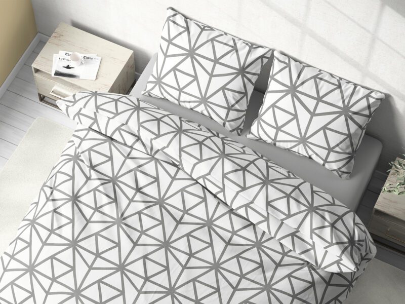 Hotelové povlečení Simone šedé geometrické tvary značky Škodák.
