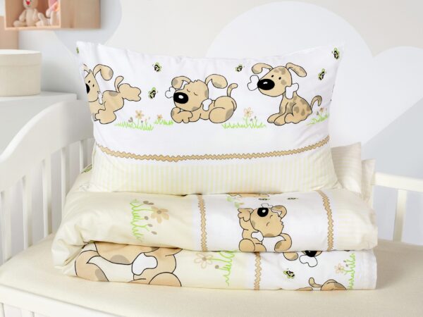 Dětské bavlněné povlečení pes s kostí do postýlky značky Škodák