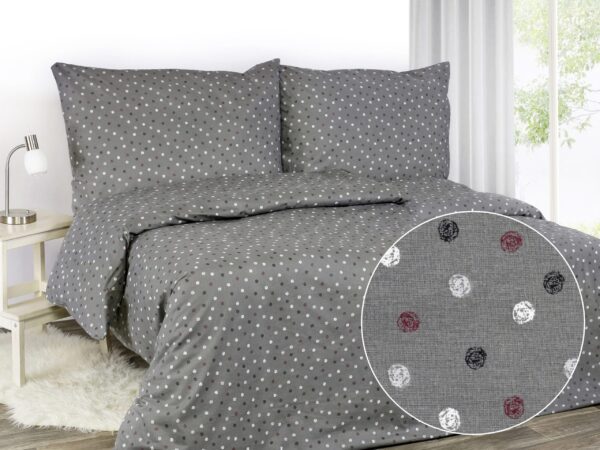 Hotelové povlečení Simone barevné puntíky na šedé značky Škodák.