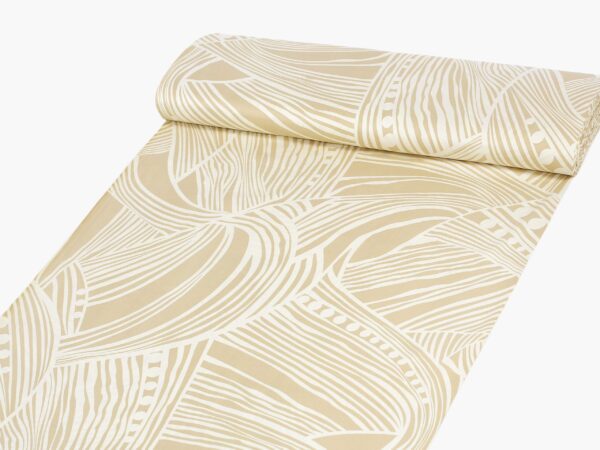 Bavlněný satén palmové listy na béžové metráž značky Škodák