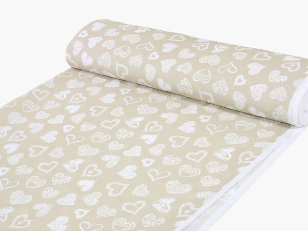 Hranatý teflonový ubrus bílé srdce na režné značky Škodák