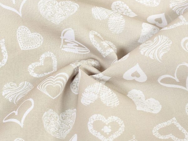 Hranatý teflonový ubrus bílé srdce na režné značky Škodák