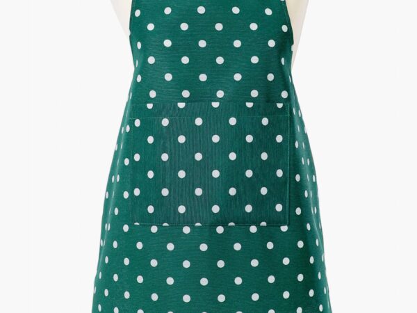 Kuchyňská zástěra Loneta puntíky na tm. zelené značky Škodák