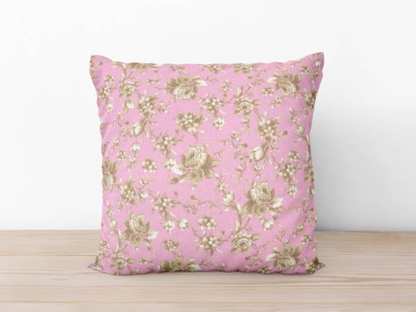 Povlak na polštář Mestral hnědé květy na růžové značky Škodák