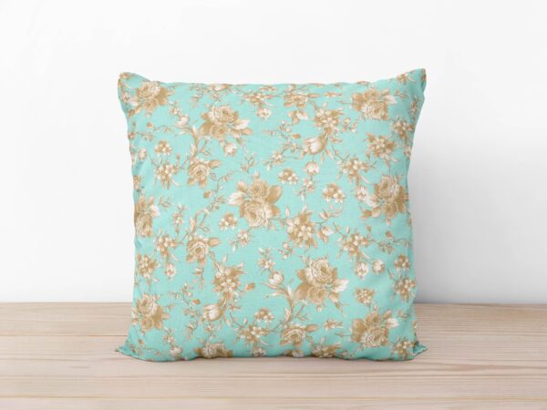 Povlak na polštář Mestral hnědé květy na mintové značky Škodák