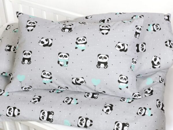 Bavlněné povlečení do školky panda na šedé značky Škodák