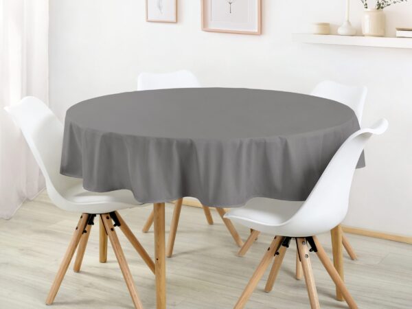 Bavlněný kulatý ubrus šedý značky Škodák.