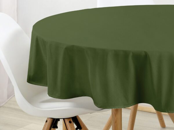 Bavlněný kulatý ubrus olivový značky Škodák.