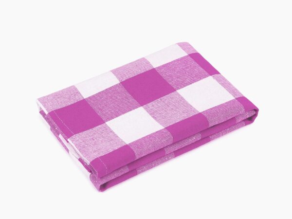 Bavlněná utěrka z kanafasu fialovo-bílé káro velké značky Škodák