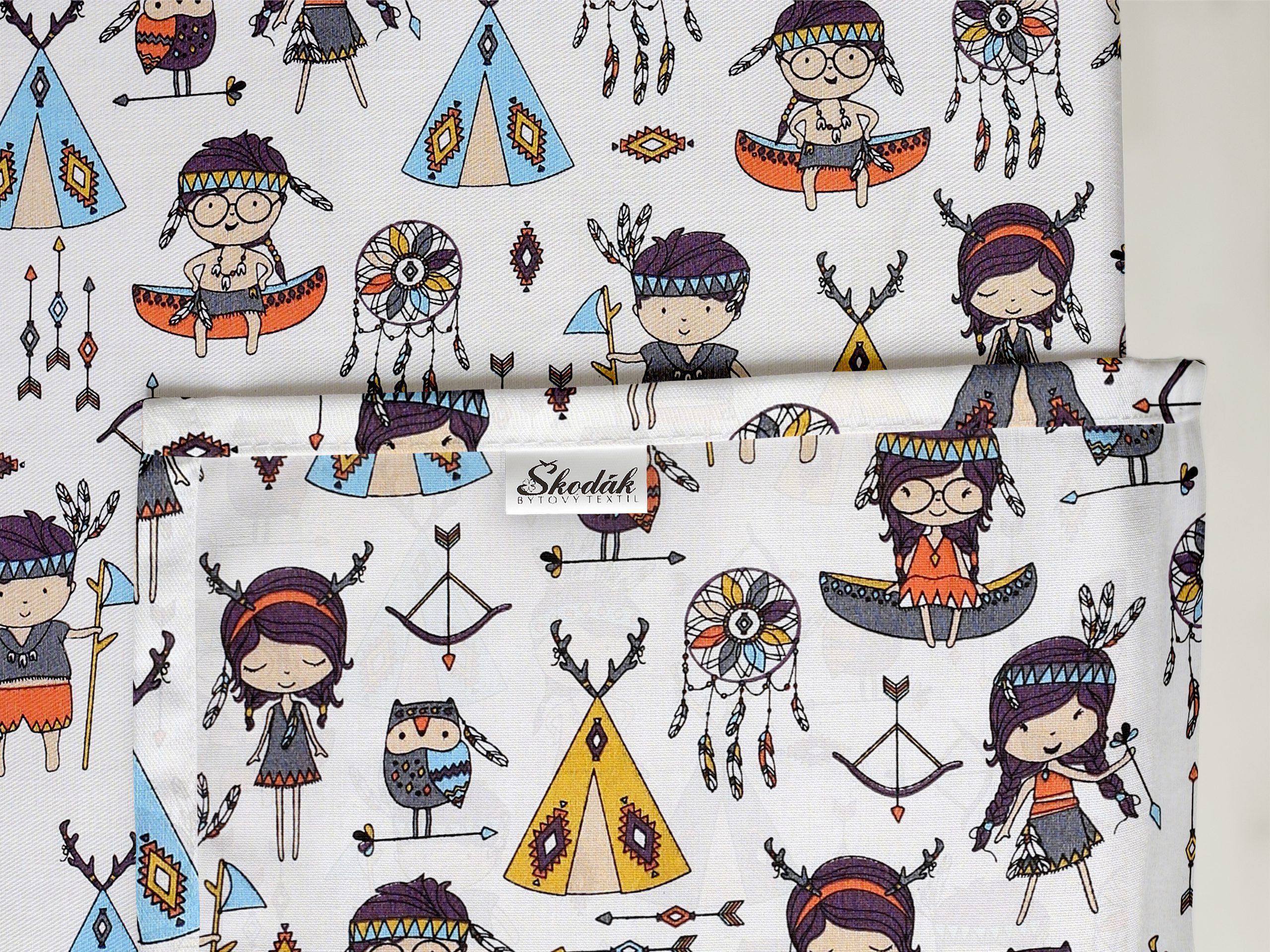 Hranatý bavlněný ubrus indián značky Škodák