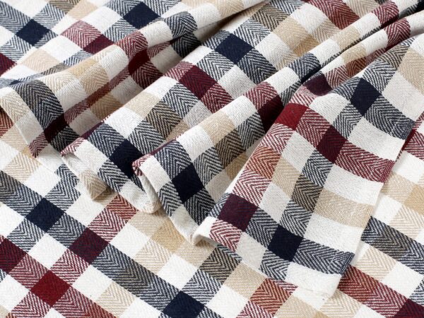 Keprová utěrka pestře tkaná vínovo-modrá kostka značky Škodák