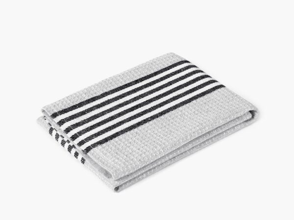 Polovaflová utěrka pestře tkaná černý proužek na šedé značky Škodák