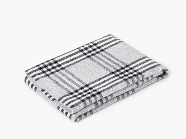 Polovaflová utěrka pestře tkaná černé káro na šedé značky Škodák