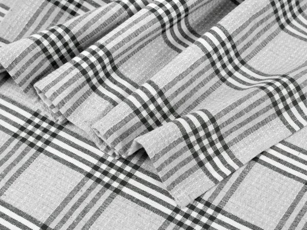 Polovaflová utěrka pestře tkaná černé káro na šedé značky Škodák