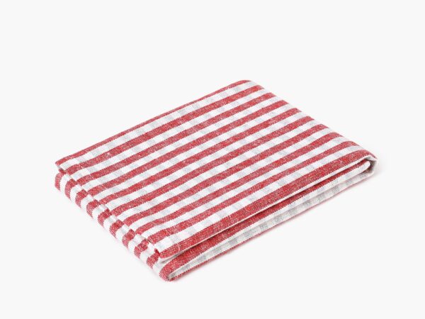 Keprová utěrka pestře tkaná červený proužek značky Škodák