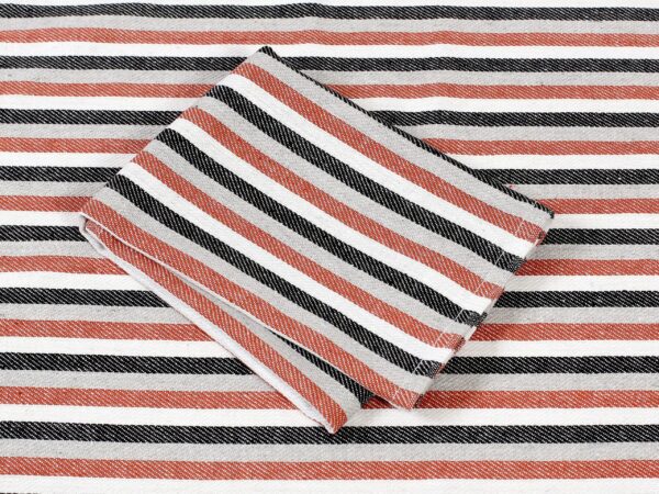 Keprová utěrka pestře tkaná šedý a hnědý proužek značky Škodák