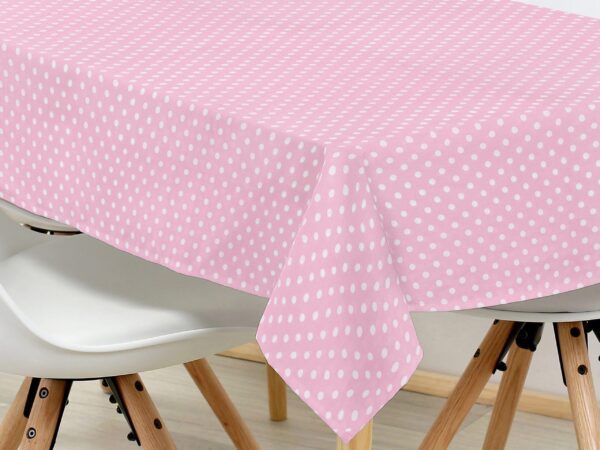 Hranatý bavlněný ubrus puntíky na růžové značky Škodák