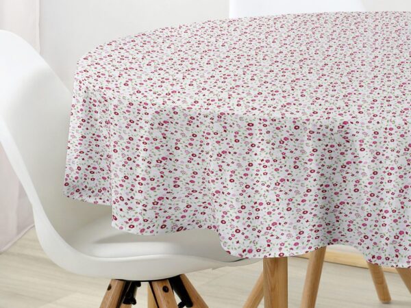 Kulatý bavlněný ubrus růžové kytičky značky Škodák