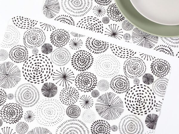 Teflonové prostírání LUX černé kruhy na bílé značky Škodák