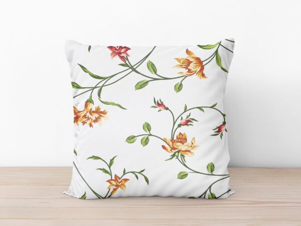 Bavlněný povlak na polštář popínavé květy na bílé značky Škodák