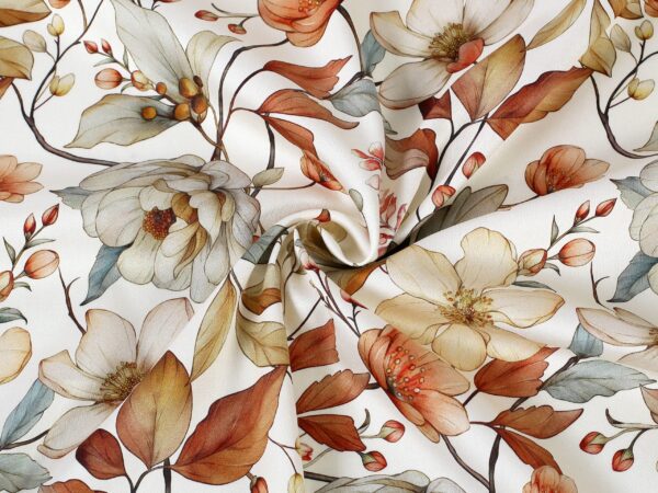 Bavlněný satén podzimní květy metráž značky Škodák