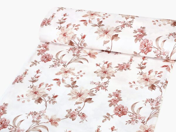 Bavlněný satén starorůžové květy metráž značky Škodák
