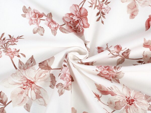 Bavlněný satén starorůžové květy metráž značky Škodák