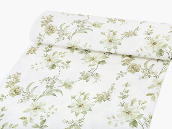 Bavlněný satén khaki květy metráž značky Škodák