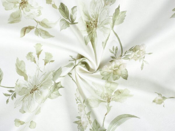 Bavlněný satén khaki květy metráž značky Škodák