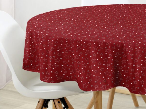Kulatý bavlněný ubrus bílé hvězdy na červené značky Škodák