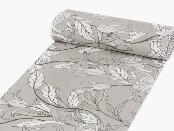 Flanelová látka šedé květy na šedé metráž značky Škodák