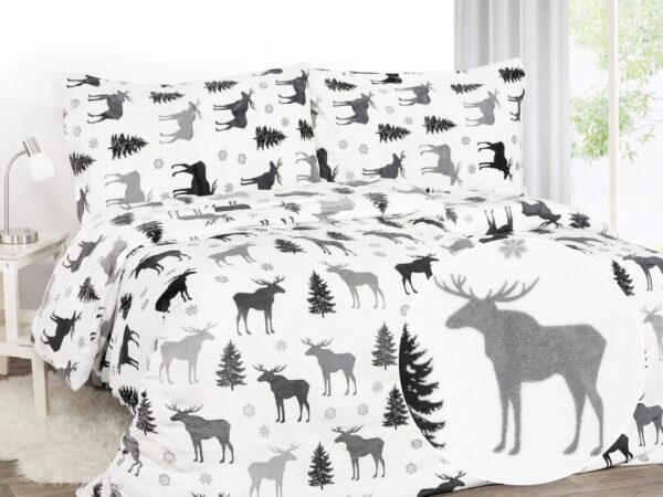 Mikroplyšové povlečení šedí sobíci značky Škodák