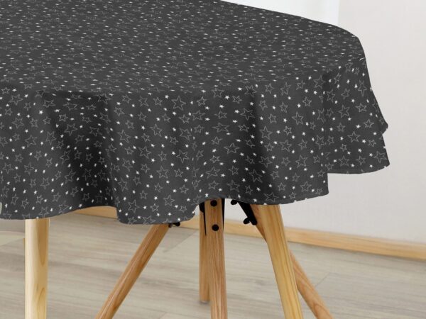 Oválný bavlněný ubrus bílé hvězdy na šedé značky Škodák