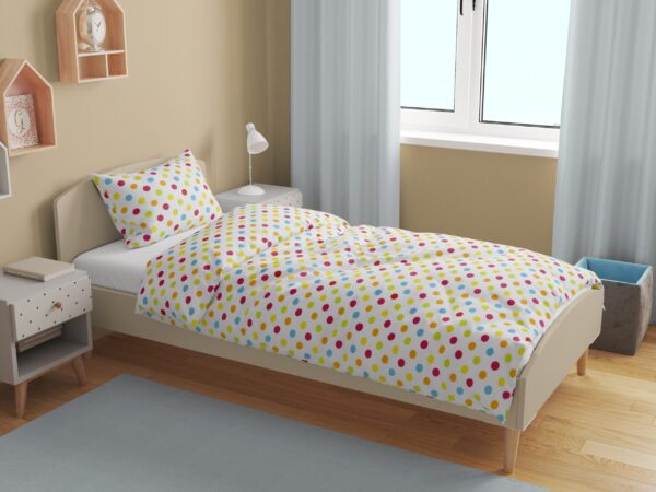 Krepové povlečení velké barevné puntíky značky Škodák