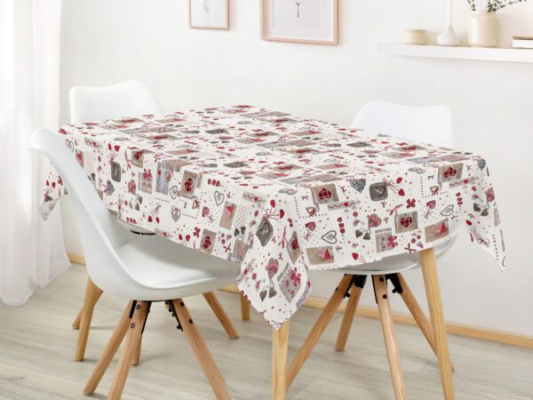 Hranatý ubrus Loneta vínová srdíčka patchwork značky Škodák