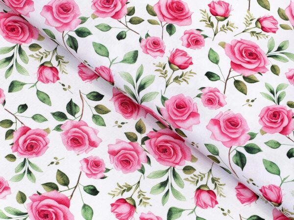 Kulatý teflonový ubrus růžičky na bílé značky Škodák