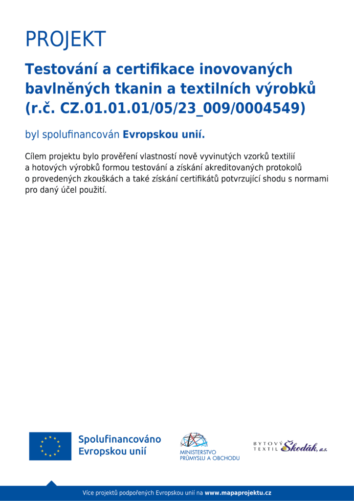 Testování a certifikace inovovaných bavlněných tkanin a textilních výrobků