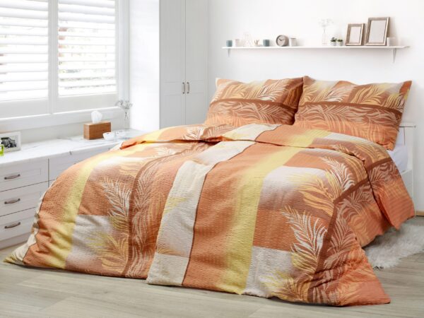 Krepové povlečení béžovo - lososové listí značky Škodák