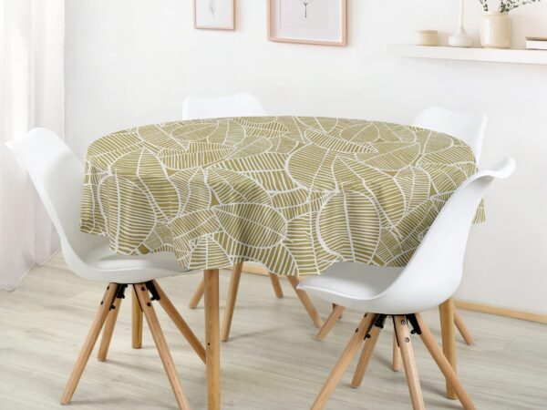 Kulatý bavlněný ubrus proužkované listy značky Škodák