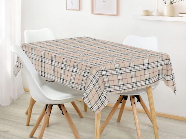 Hranatý bavlněný ubrus béžové káro značky Škodák