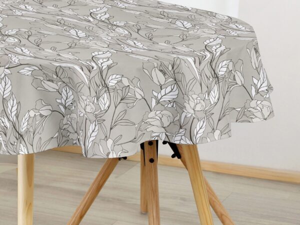 Oválný bavlněný ubrus šedé květy na šedé značky Škodák