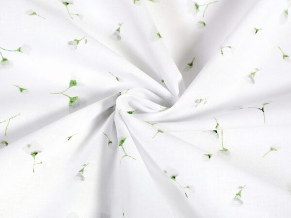 Bavlněný satén drobné kvítí na bílé značky Škodák