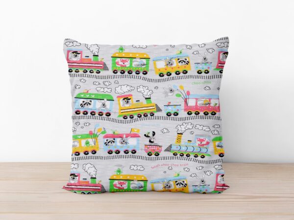 Krepový povlak na polštář vláčci na šedé značky Škodák