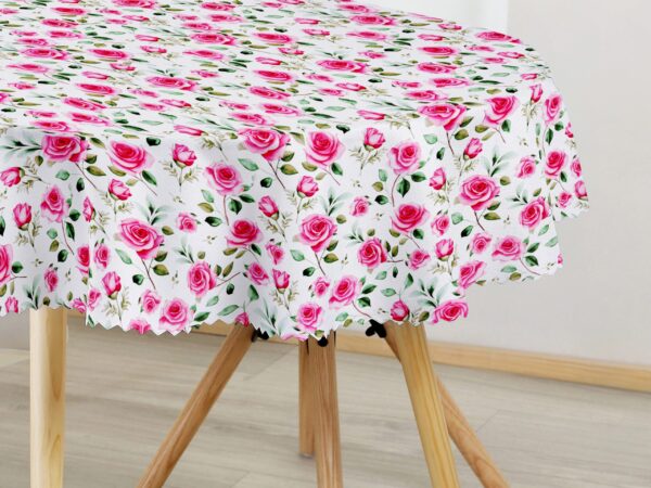 Oválný teflonový ubrus růžičky na bílé značky Škodák