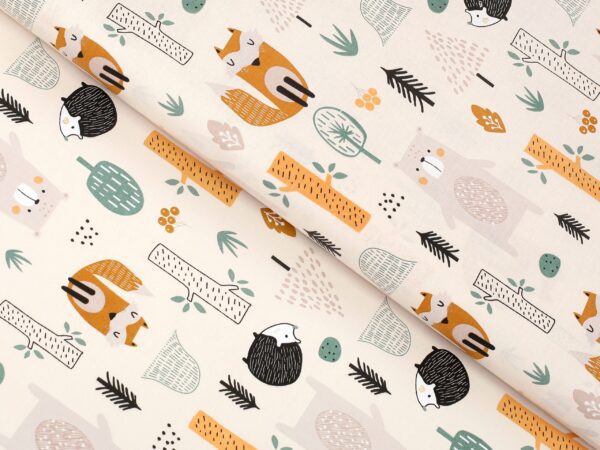 Bavlna metráž ježek v lese značky Škodák