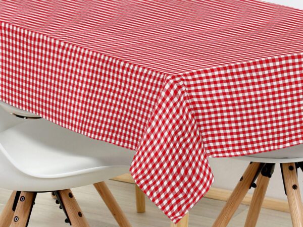 Hranatý bavlněný ubrus Kanafas červeno bílá kostka malá značky Škodák