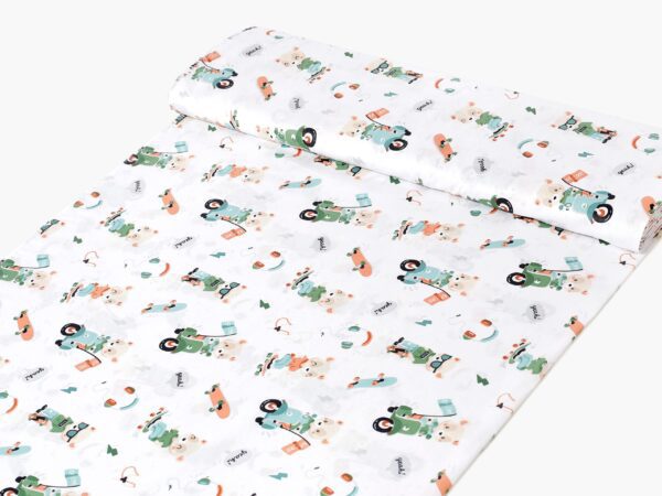 Bavlna medvídek na skútru metráž značky Škodák