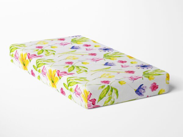 Bavlněné napínací prostěradlo žluté květy s tulipány značky Škodák