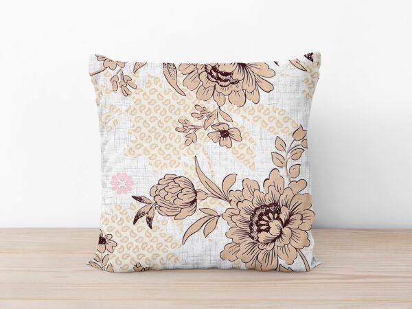 Bavlněný povlak na polštář velké hnědé květy značky Škodák